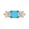 thumbnail image 1 of Clara Pucci 14K Yellow Gold Solid Gold Turquoise Three-Stone Anniversary Ring for Women - 4 cttw Square Emerald Cut, 1 of 7