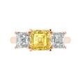 thumbnail image 1 of Clara Pucci 14K Rose Gold Solid Gold Yellow Three-Stone Anniversary Ring for Women - 4 cttw Square Emerald Cut, 1 of 7