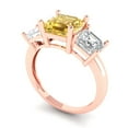 thumbnail image 1 of 4.0ct square emerald cut yellow moissanite 18k rose gold 3 stone Bridal Wedding Engagement Promise Anniversary Ring for Women size 4.5, 1 of 7