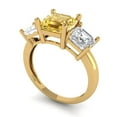 thumbnail image 1 of 4.0ct square emerald cut yellow Zircon 18k yellow gold 3 stone Bridal Wedding Engagement Promise Anniversary Ring for Women size 7, 1 of 7