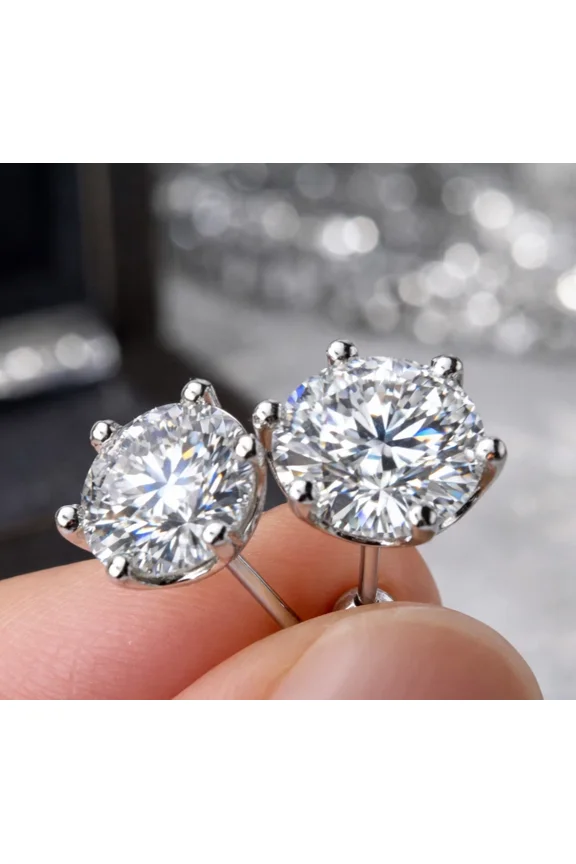 4.0ct tw moissanite Screw Ball Backs Stud earrings 2ct Each Platinum Long Post