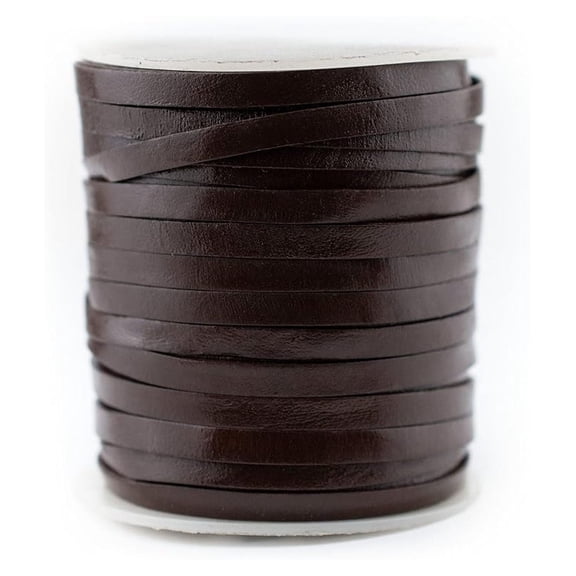 4.0mm Dark Brown Flat Leather Cord (75ft)