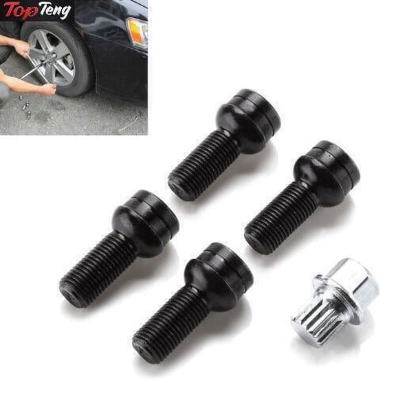 4+1 17mm Steel Wheel Bolt & Lock Lug Nut Set With Key Fits VW Golf Audi