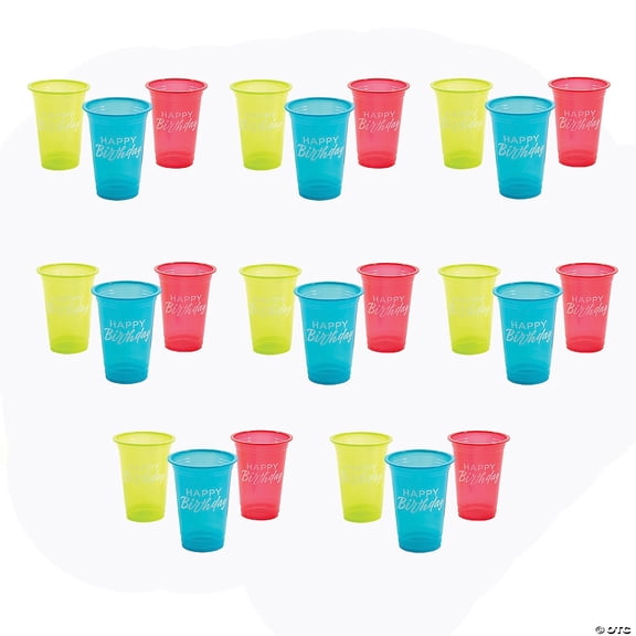 4 1/2" 16 oz. Mega Bulk 200 Count Happy Birthday Disposable Plastic Cups