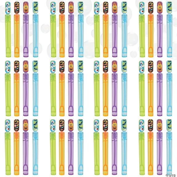 4 1/2" .17 oz. Bulk 100 Pieces Mini Bright Halloween Plastic Bubble Tubes