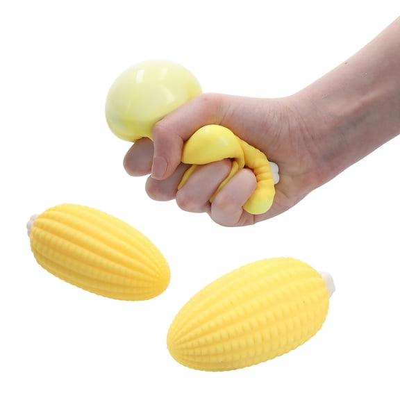 4 1/2" Bright Yellow Corn on the Cob Rubber Squeeze Ball Toys - 12 Pieces