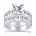 thumbnail image 1 of AFFY 4 1/2 Carat Princess Cut White Natural Diamond Bridal Engagement Ring Set In 14k Solid White Gold (4.50 Cttw) Ring Size-7, 1 of 6