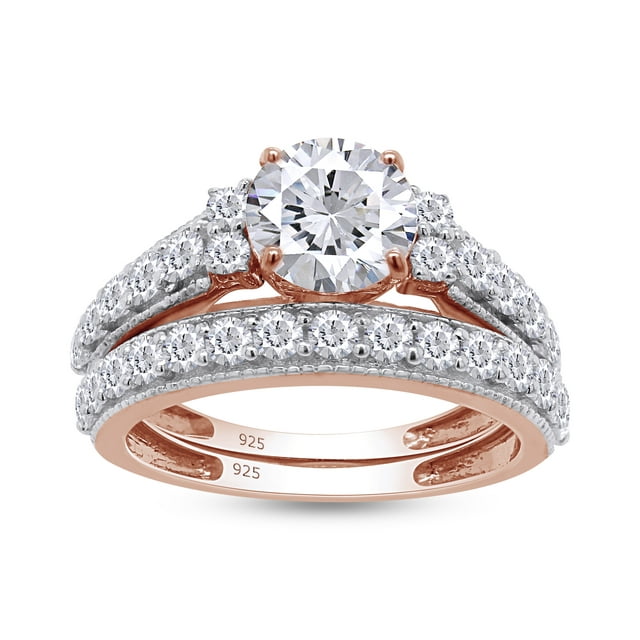 4 1/2 Carat Round Cut Sparkling White Cubic Zirconia Wedding Ring Set ...