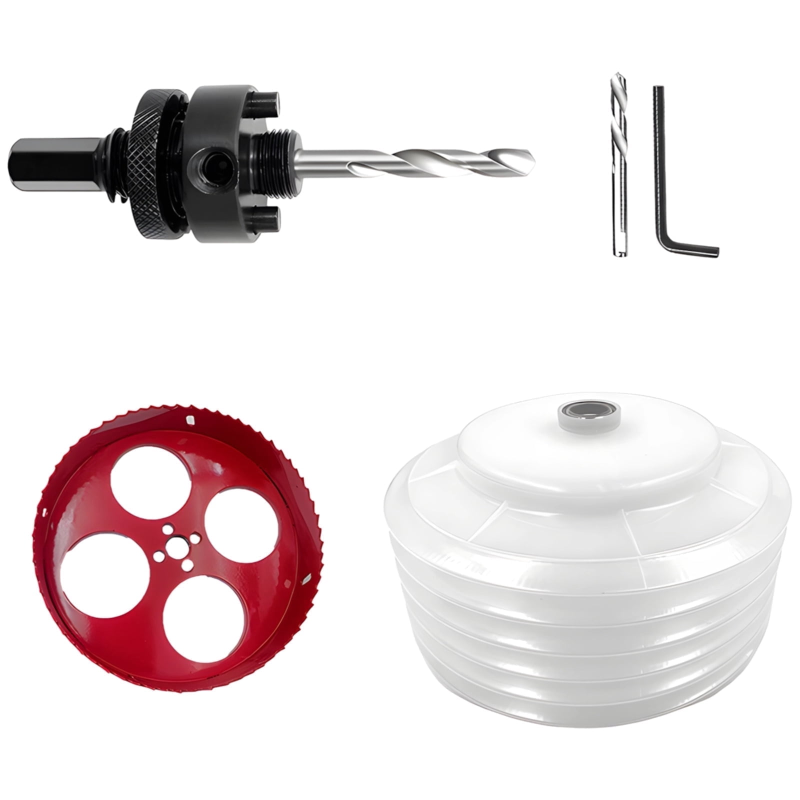 Bi-Metal Hole Saw for Recessed Lights 4 1/2" with Silicone Dust Bowl,Dust Bowl for Wood,Drywall,Metal,PVC Cutting,Includes Drill Bits and Wrench