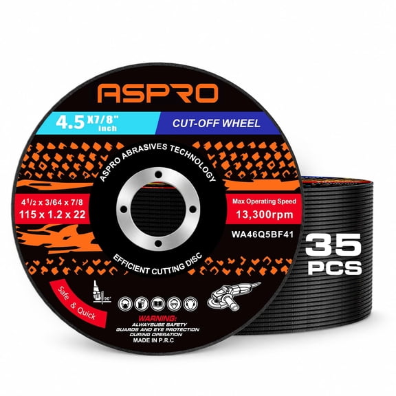 4 1/2 Cut Off Wheel for Metal 35 PCS, 2X Longer Life for Angle Grinder, 0.045" Ultra Thin, 7/8" Arbor, Up to 13,300 RPM, Burr-Minimizing Cuts, Low Heat Buildup, Multi-Metal Cutting