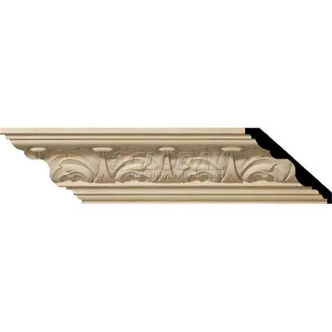 4 1/2"H x 5"P x 6 3/4"F x 94 1/2"L Acanthus Leaf Carved Wood Crown Moulding, Cherry