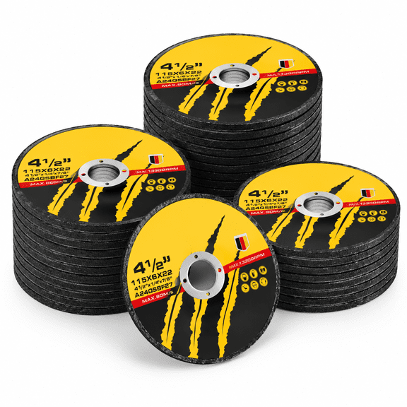 4-1/2 Inch 25 Pack Aluminum Oxide Metal Grinding Discs for Angle Grinders