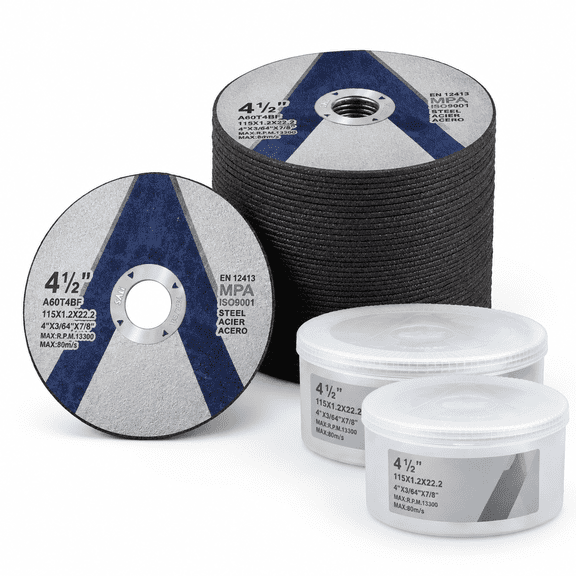 4-1/2 Inch Aluminum Oxide Cut Off Wheels, 100 Pack, For Metal and Stainless Steel Angle Grinders