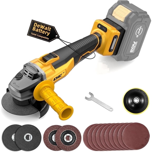 20V Brushless Cordless 4-1/2 inch Angle Grinder, 9000 RPM, lock-on Switch, Compatible with Dewalt 20V Battery (Bare Tool)