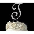 thumbnail image 1 of 4-1/2" Large Letter T Rhinestone Cake Topper Silver, 1 of 1