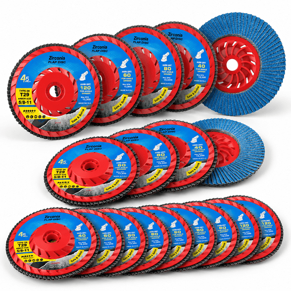 4 1/2 X 5/8-11 Inch Type 29 Flap Discs Mix20P, 40/60/80/120 Grit for Angle Grinders