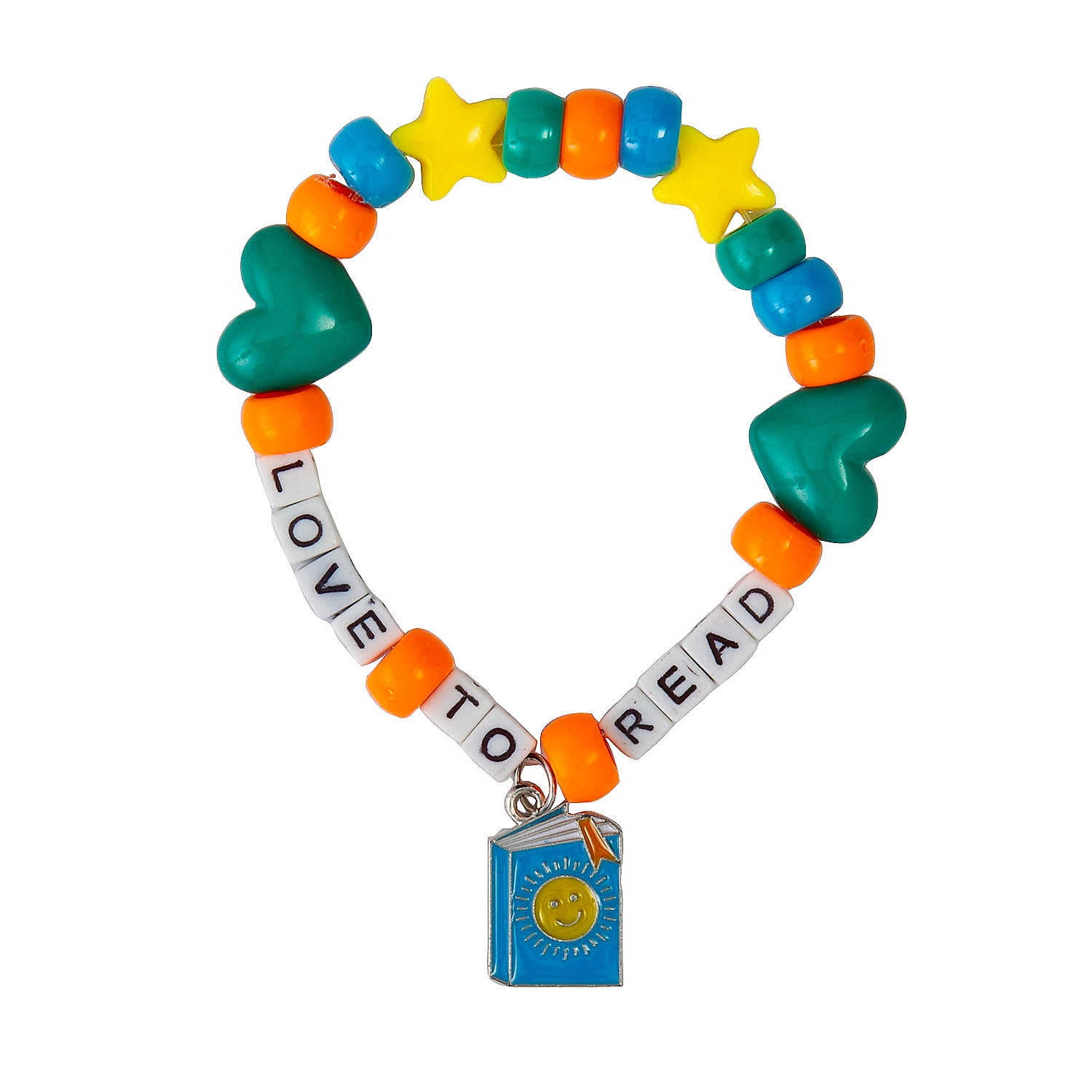 4 1/2" circ. I love to Read Beaded Bracelet Craft Kits - Makes 12