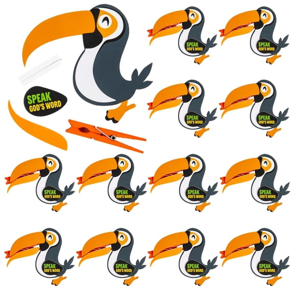 4 1/2" x 4 1/4" Rainforest VBS Toucan Clothespin Craft Kit - Makes 12
