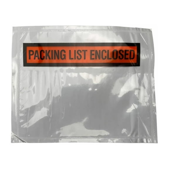 4 1/2" x 5 1/2" Back-Loading Panel "Packing List Enclosed" Packing List Envelope - Case of 1,000