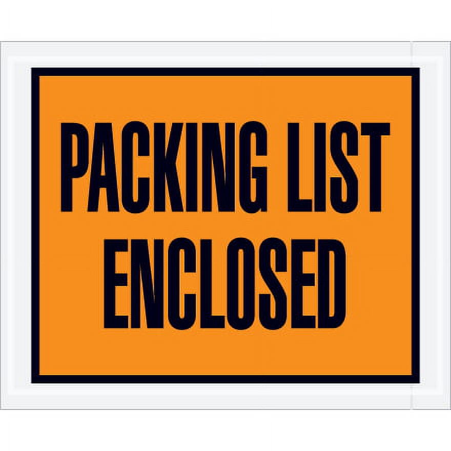 4 1/2" x 5 1/2" Orange "Packing List Enclosed" Envelopes 1000 Per Case