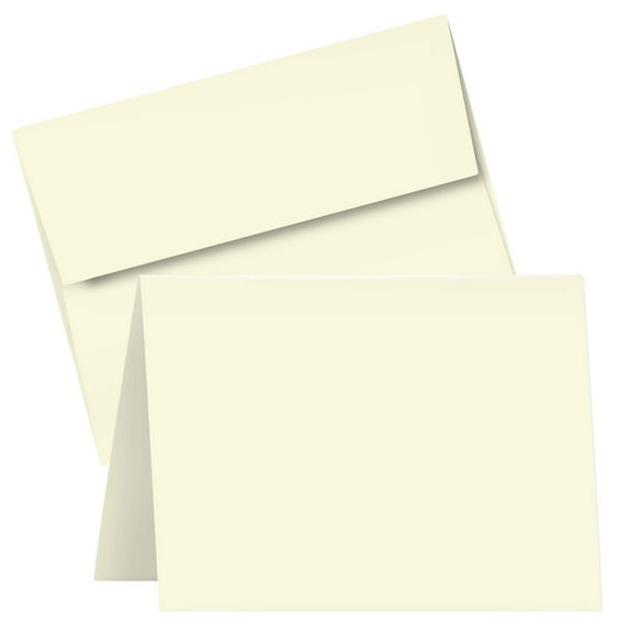 A6 Blank Cream Folding Greeting Cards | 4.5 x 6 Inches (When Folded) | Durable and Thick 80lb (216gsm) Card Stock | 50 Cards and Envelopes per Pack