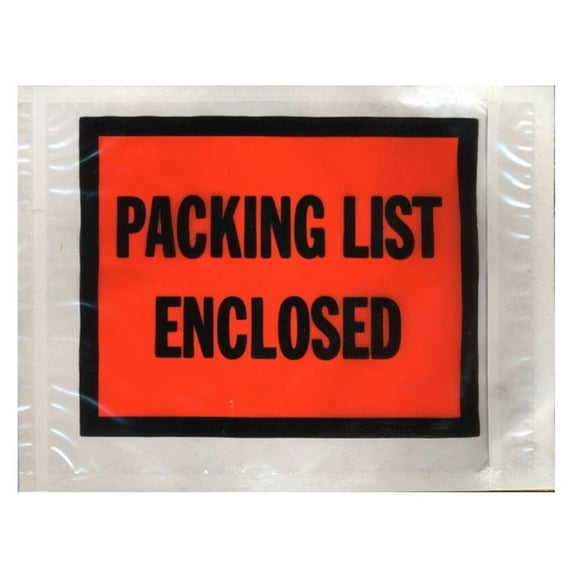 4 1/2" x 6" Packing List Envelope "Packing List Enclosed" Full Face Back-Loading - Case / 1,000