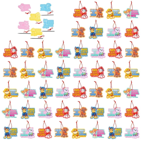 4 1/4"  5" Bulk 48 Pc. PAW Patrol Character Cardstock Magic Color Scratch Ornaments