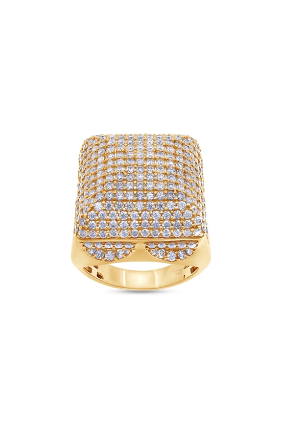 4 1/4 Carat Round Cut Lab Created Moissanite Diamond Men's Cluster Dome Anniversary Wedding Band Ring In 14K Yellow Gold Over Sterling Silver Jewelry Gift For Men (VVS1 Clarity, 4.25 Cttw)-10