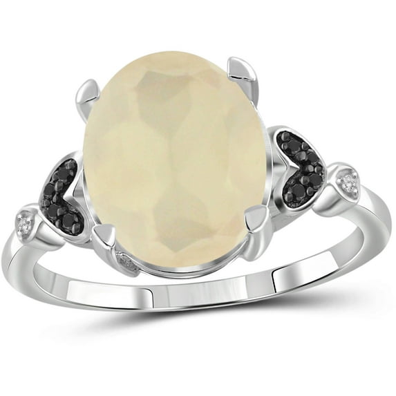 4-1/4 Carat T.G.W. Moonstone and White Diamond Accent Sterling Silver Ring