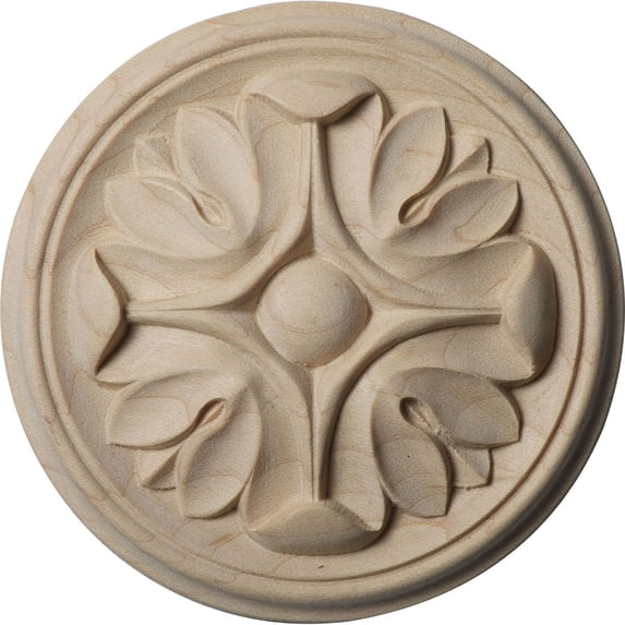 4 1/4"W x 4 1/4"H x 1/2"P Raymond Round Rosette, Alder