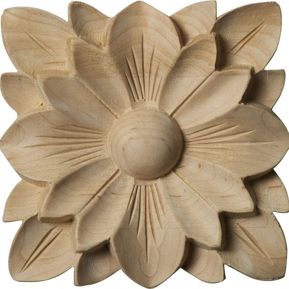 4 1/4"W x 4 1/4"H x 5/8"P Springtime Square Rosette, Alder