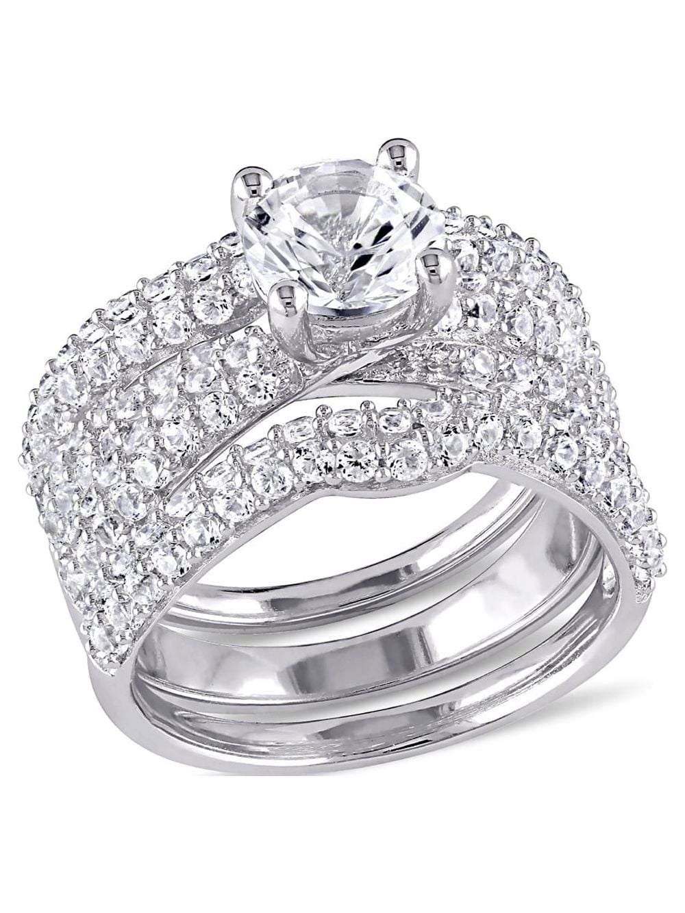 5点セット 4 1/5 Carat (Ctw) Lab-Created White Sapphire Bridal