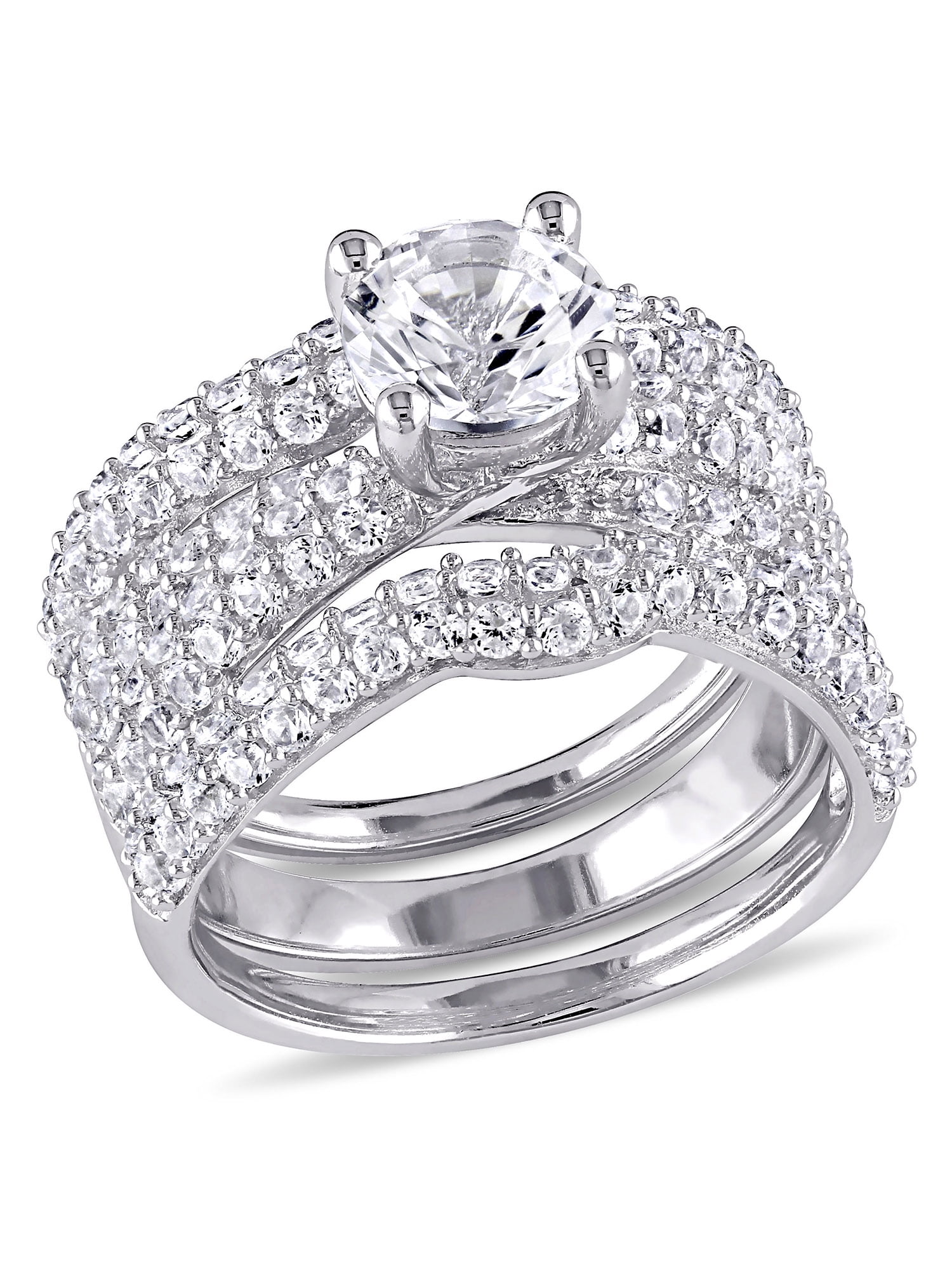 White sapphire deals wedding set