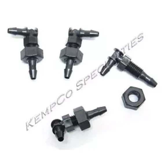 (4) 1/8" Hose Barb Bulkhead Elbow 90°, 1/4-28 Unf Thread Adapter W/ Hex Nut