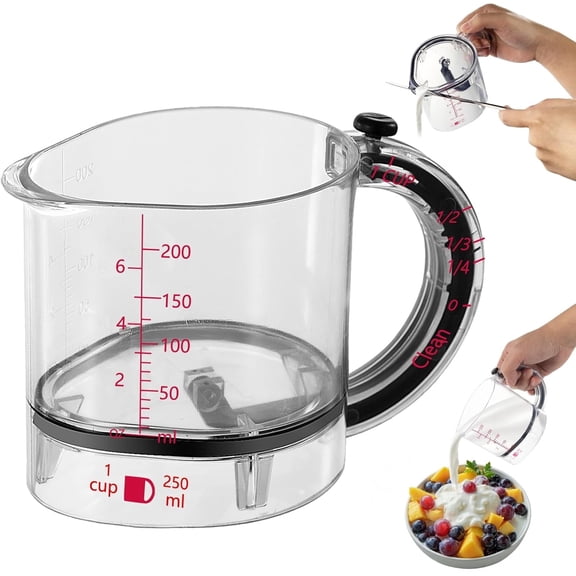 4 in 1 Adjustable Measuring Cup - Multi-Functional Up Cup Measuring Cup, with Adjustable Base & Scraper-Style Seal Base, Space-Saving Easy to Clean for Cooking and Baking & Ingredients