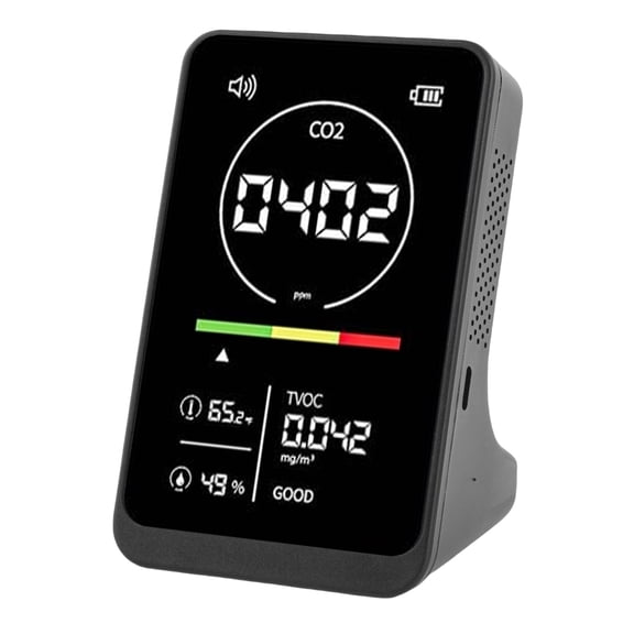 4 in 1 Air Quality Monitor Professional CO2 Tester TVOC Gas Detector Temperature and Humidity Meter with Sound Reminder for Home Greenhouse Office Car (4.61x2.87x2.36 inches / 11.7x7.3x6cm)