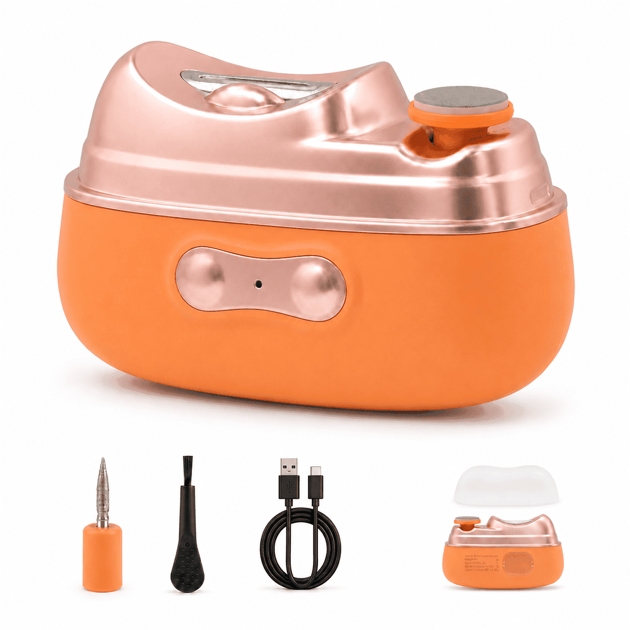 4 in 1 Electric Nail Clipper with Nail Lamp, LED Light, 2-Speed Automatic Trimmer with Clippings Catcher, Safe for Adults, Kids & Seniors (Orange)