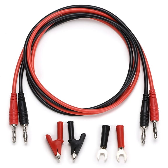 4 in 1 Banana Plug Alligator Clip Pure Copper Fork Test Lead, 3.3 ft Multimeter Flexible Test Lead Wire Cable with Protective Jack Copper Clamps for Electrical Testing 1000V/15A