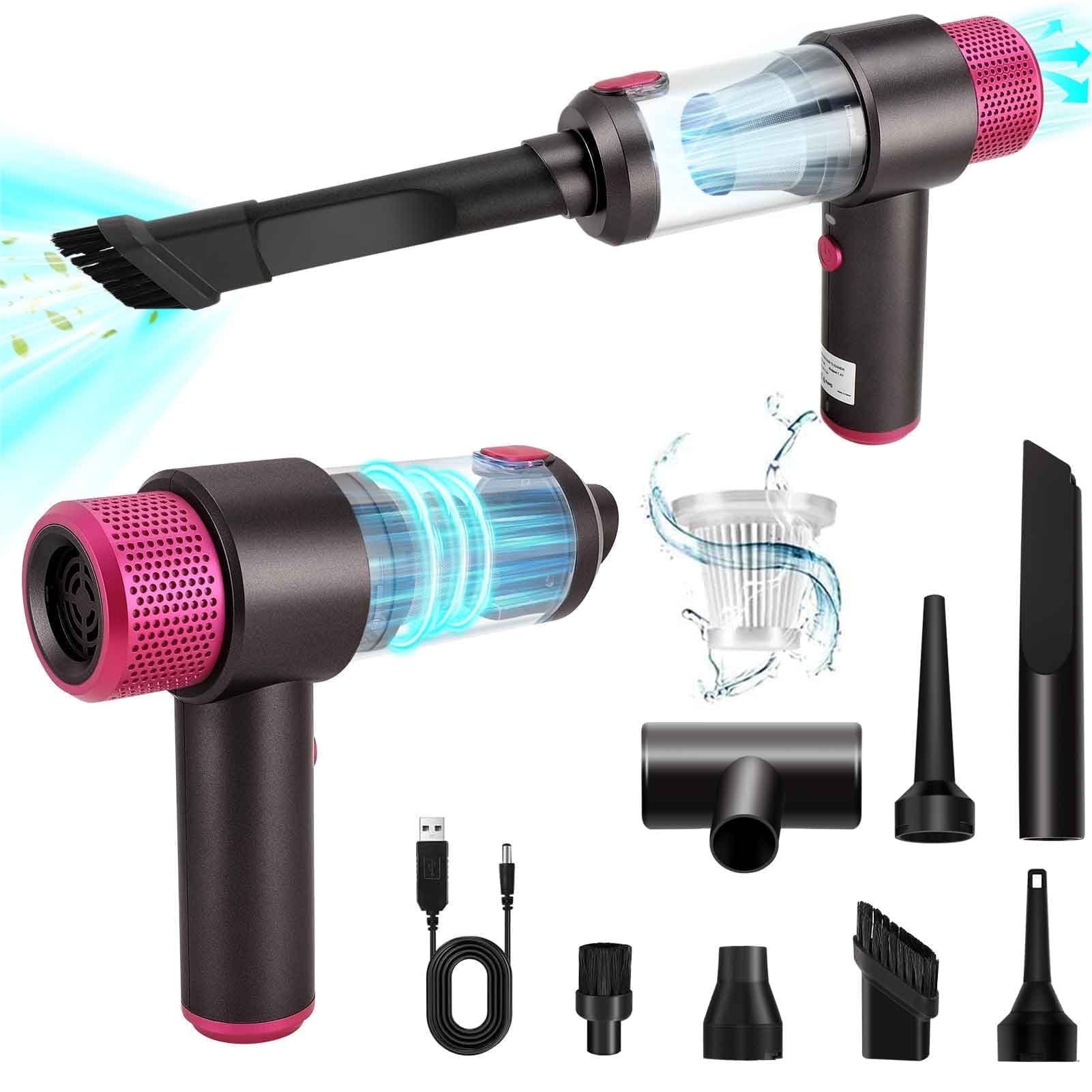 4 In 1 Car Vacuum Cleaner,Cordless 120W/15000PA Powerful Sutions Handheld Vacuum with LED Light, 4000mAh Battery Mini Vacuum Blow & Suction for Car,Keyboard,Inflatin and Pet Hair