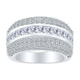 thumbnail image 1 of AFFY 4.1 Carat (Ctw) Princess & Round White Natural Diamond Anniversary Wedding Band Ring In 14k Solid White Gold Ring Size-5.5, 1 of 1