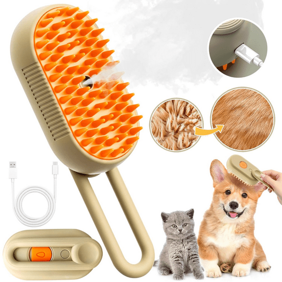 Motomate Silicone Grooming Steam Brush for Cats and Dogs, Shedding and Pet Hair Massage Comb