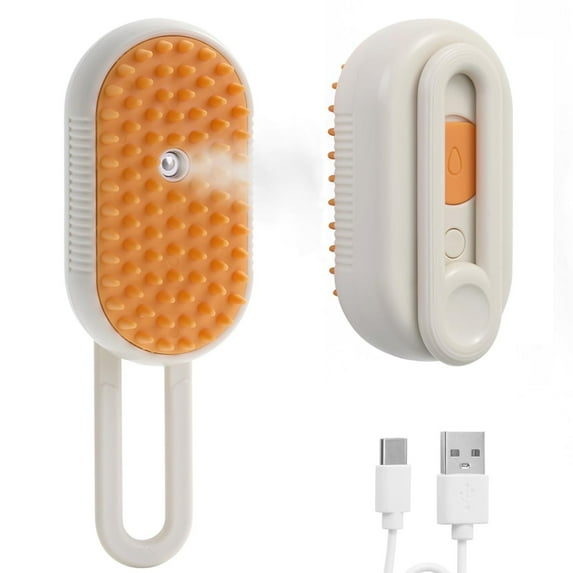 4 in 1 Cat Steam Brush for Shedding, Rechargeable Cat Brush with Steam, Anti-Static Pet Steam Brushes, Massage, Cleaning, Shedding & Combing All In One! Cream