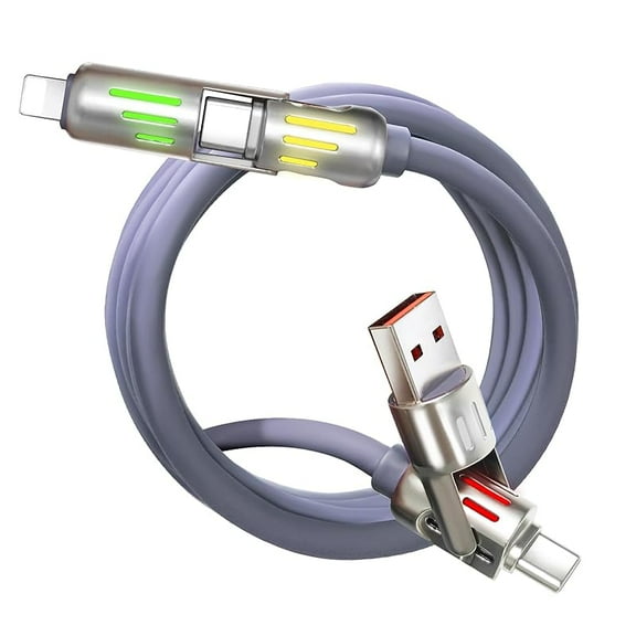 4 in 1 Charging Cable 65W Fast USB C Charging Cable 6mm Silicon USB C to USB C Charger Cord, Multi Charging Cable Combo Type C/USB A/L Port for iPhone/iPad/Samsung/MacBoo 5' (4.92FT)