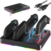 4 in 1 Charging Dock for Switch 2 2025 Joycon Controller, Magnetic Fast Charger Station with Type-C Cable for Joypads 2, Built-in Sound & RGB Ambient Light Indicator - Lying Flat
