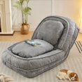 thumbnail image 1 of 4 in 1 Convertible Lazy Sofa Chair with 5 Adjustable Position, Upholstered Human Dog Bed for Kids Adults Pets, Adjustable Chaise with 2 Pillows for Living Room Bedroom Office Balcony Dormitory, Gray, 1 of 7