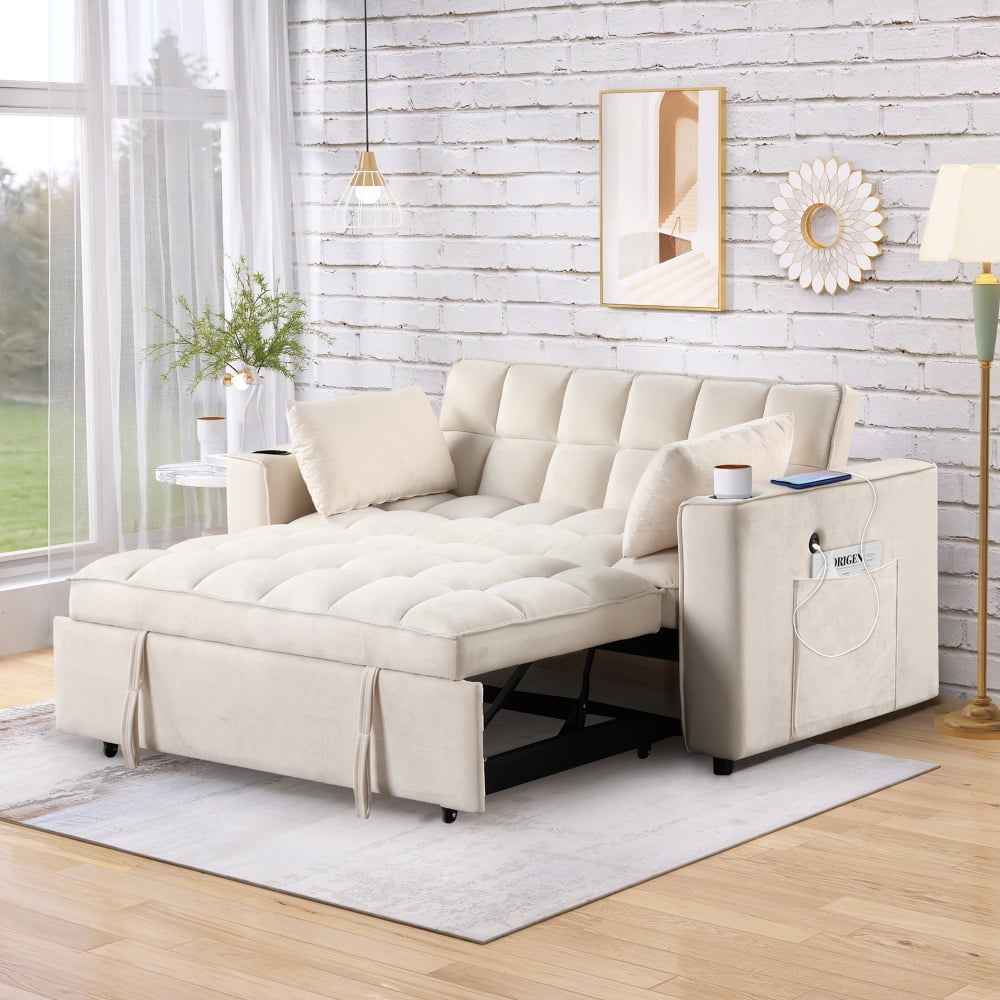 4 in 1 Convertible Sleeper Sofa Bed, Modern Loveseat Sleeper Futon Sofa ...