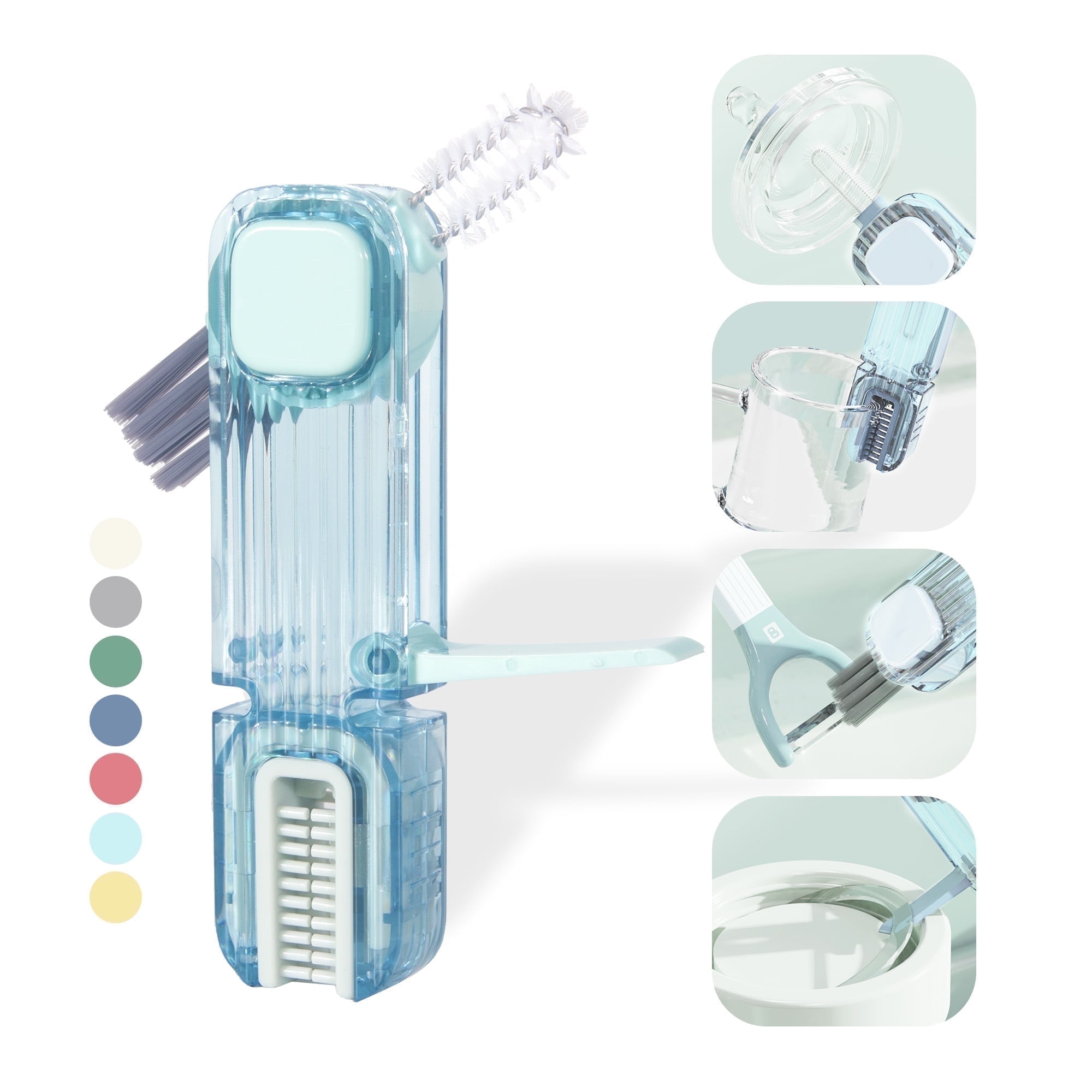 Vidonio, Portable Cup Lid Cleaner with Brushes, 4 in 1, Light Blue ...