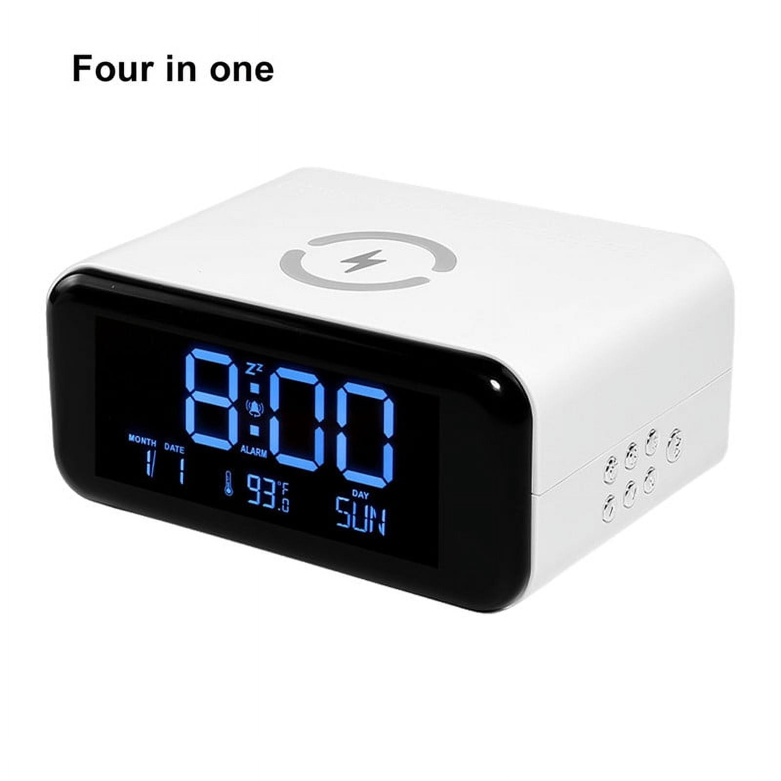 4 in 1 Digital Clock Bluetooth Speaker Alarm Clock with 10W Wireless ...