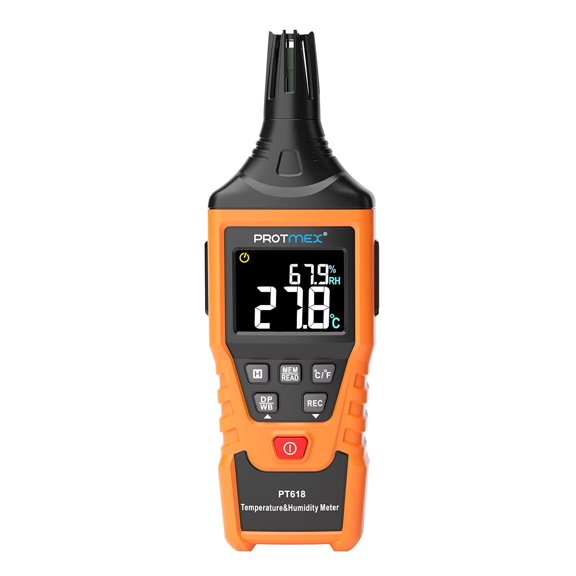4 In 1 Digital Portable Thermo Hygrometer Humidity Meter With Dew Point Wet Bulb Backlit LCD Humidity Monitor Humidity Reader Indoor Outdoor Humidity Gauge Temperature And Humidity Monitor PT618