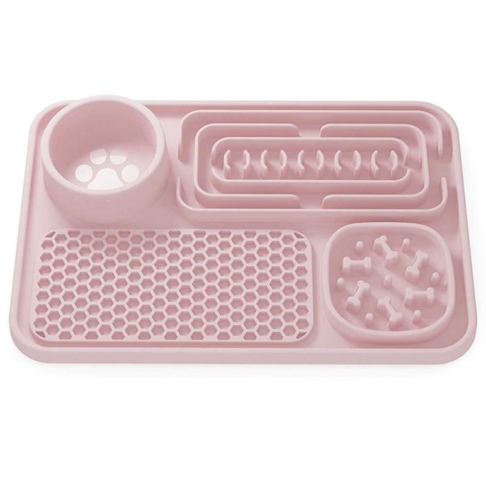 4 in 1 Dog Lick Mat Slow Feeder for Dogs & Cats, Silicone Pet Feeding Mat with Suction Cups, Dog Enrichment Toy for Anxiety Relief, Slow Feeding Treat Mat